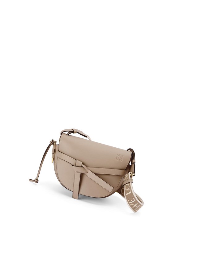 Loewe Small Gate bag in soft calfskin and jacquard Sand | LR2793054