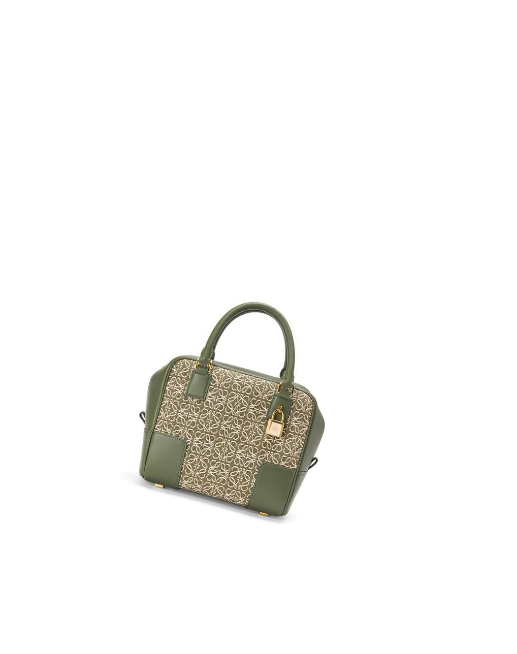 Loewe Amazona 19 square bag in Anagram jacquard and calfskin Green / Avocado Green | YK4197326