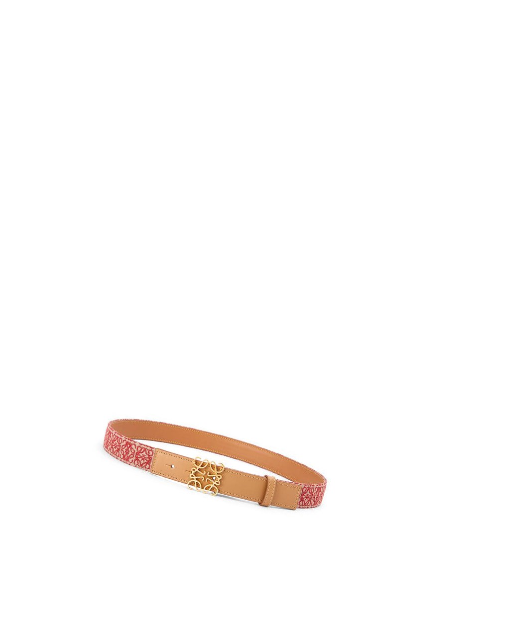 Loewe Anagram belt in jacquard and calfskin Warm Desert / Gold | VT7352489