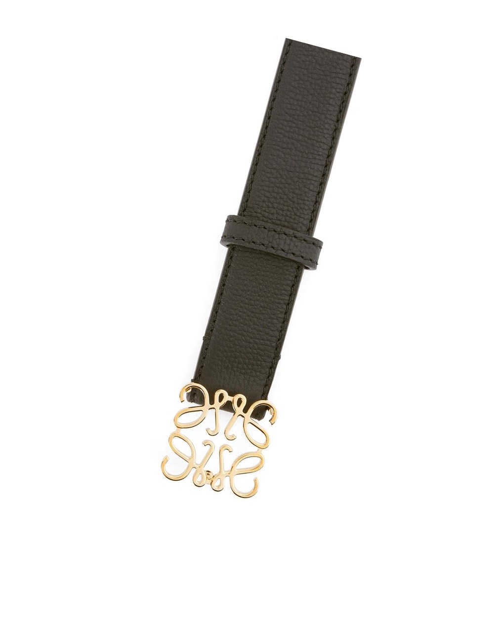 Loewe Anagram belt in pebble grain calfskin Black / Gold | IO4389260