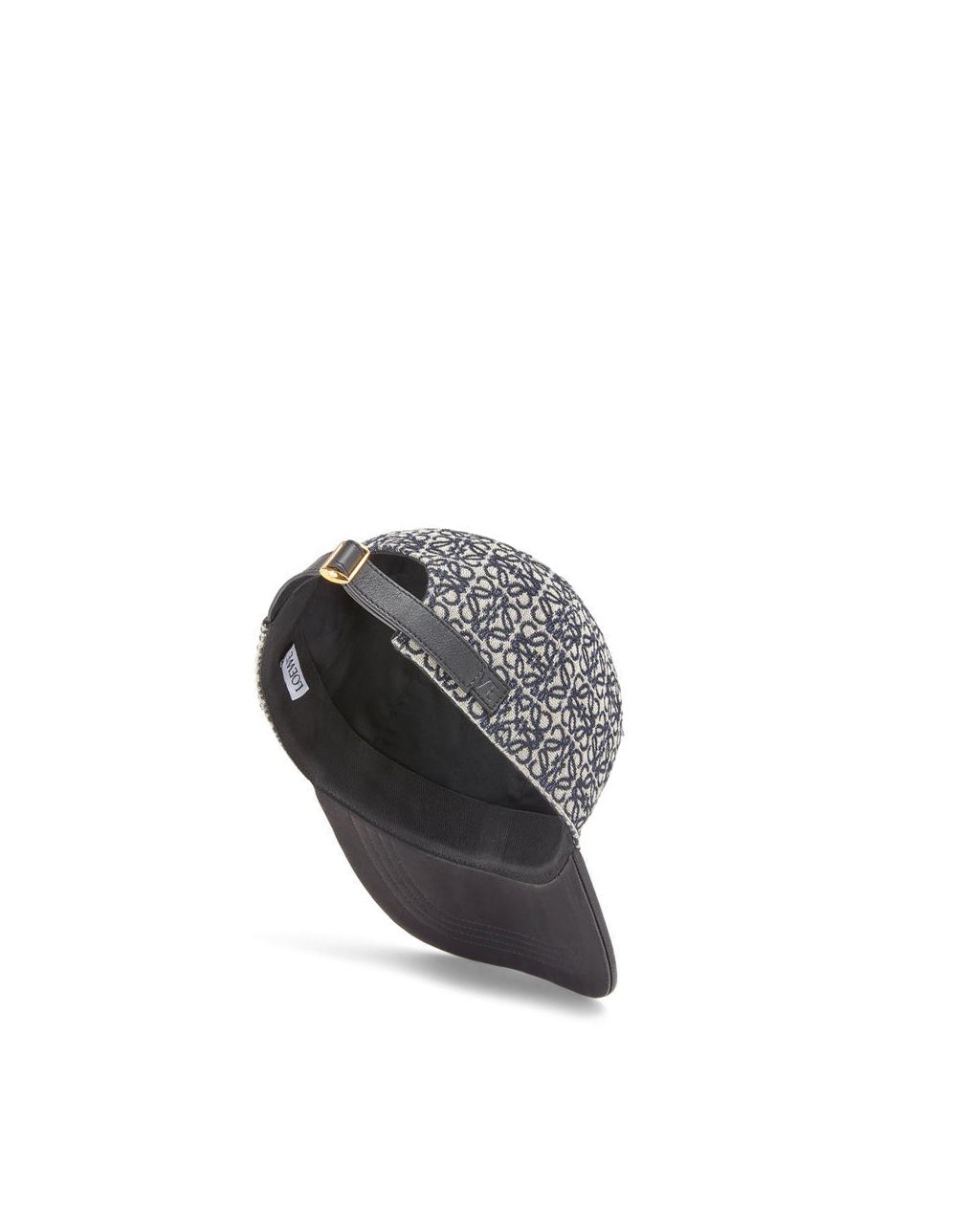 Loewe Anagram cap in jacquard and calfskin Navy / Black | JM0367598