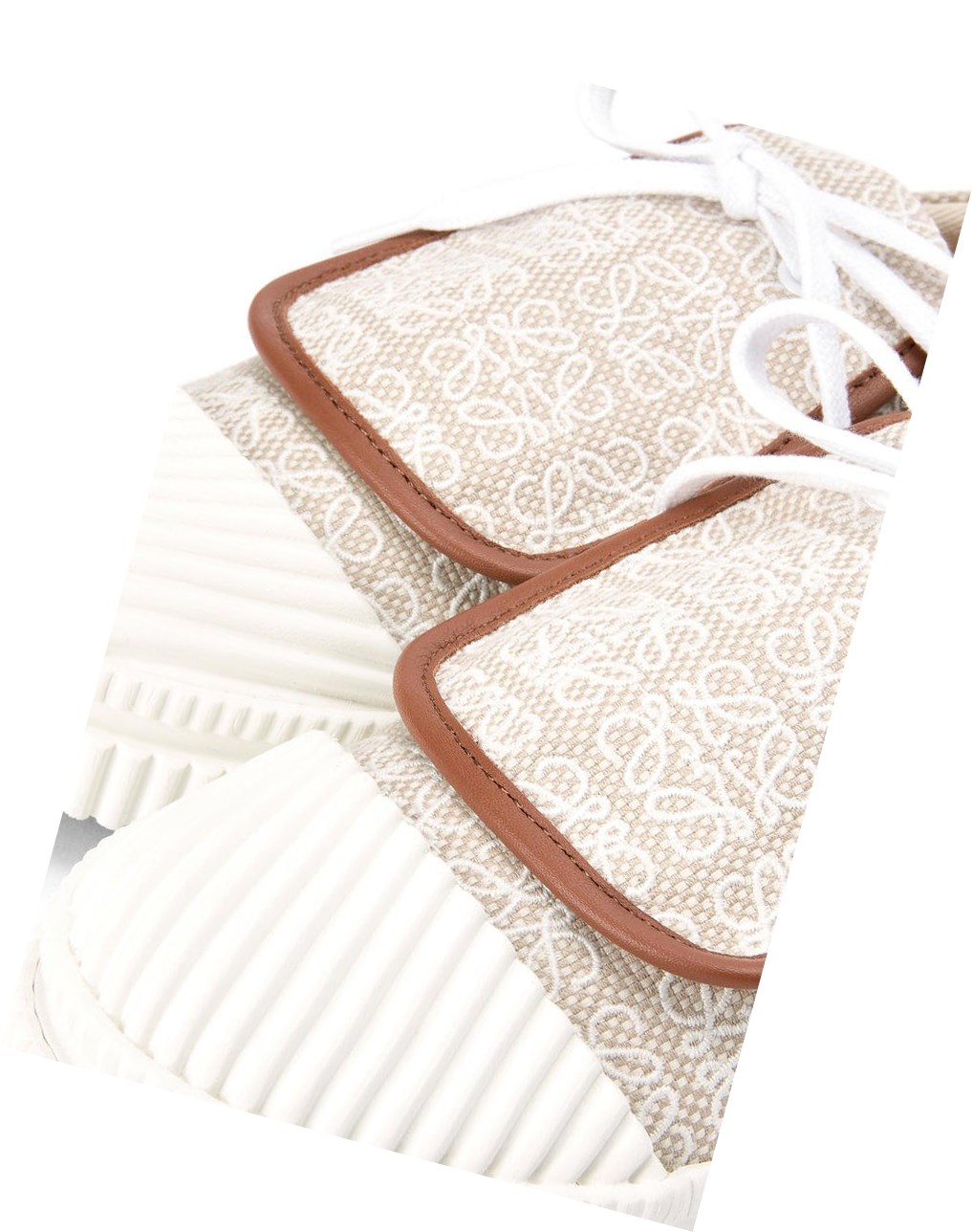 Loewe Anagram flap sneaker in canvas Natural / White | CA9265348