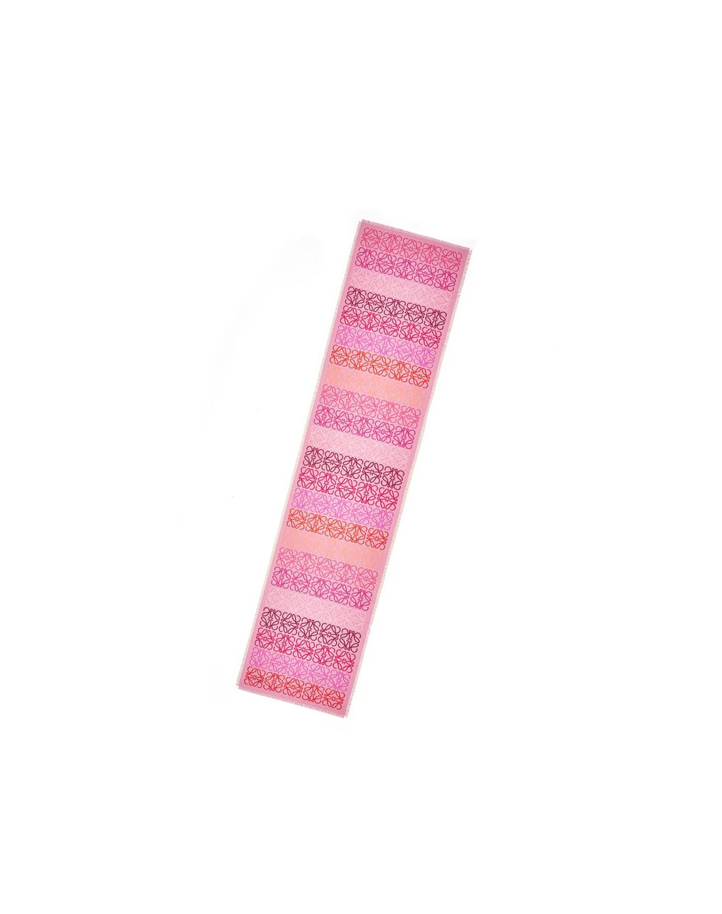 Loewe Anagram lines scarf in wool and cashmere Pink / Multicolor | OM9830612