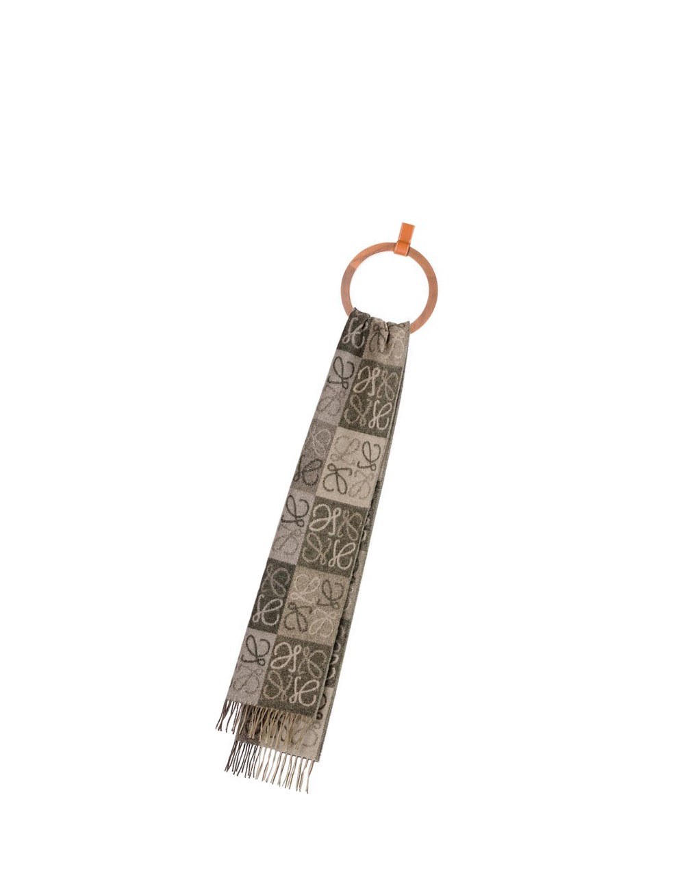 Loewe Anagram scarf in wool and cashmere Beige / Khaki Green | YS4186297