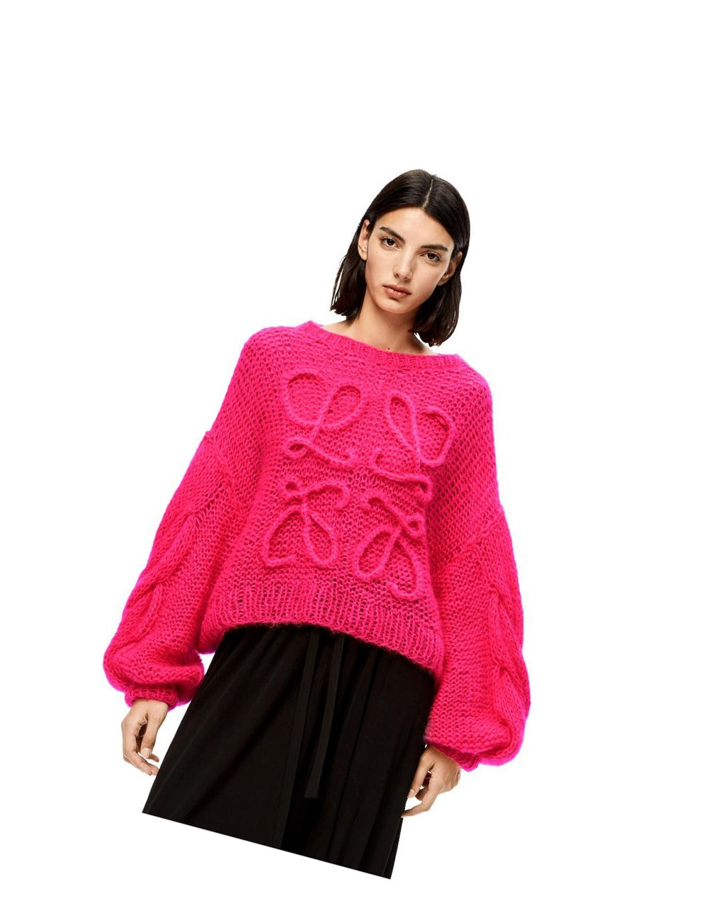 Loewe Anagram sweater in mohair Fluo Pink | EB8142670