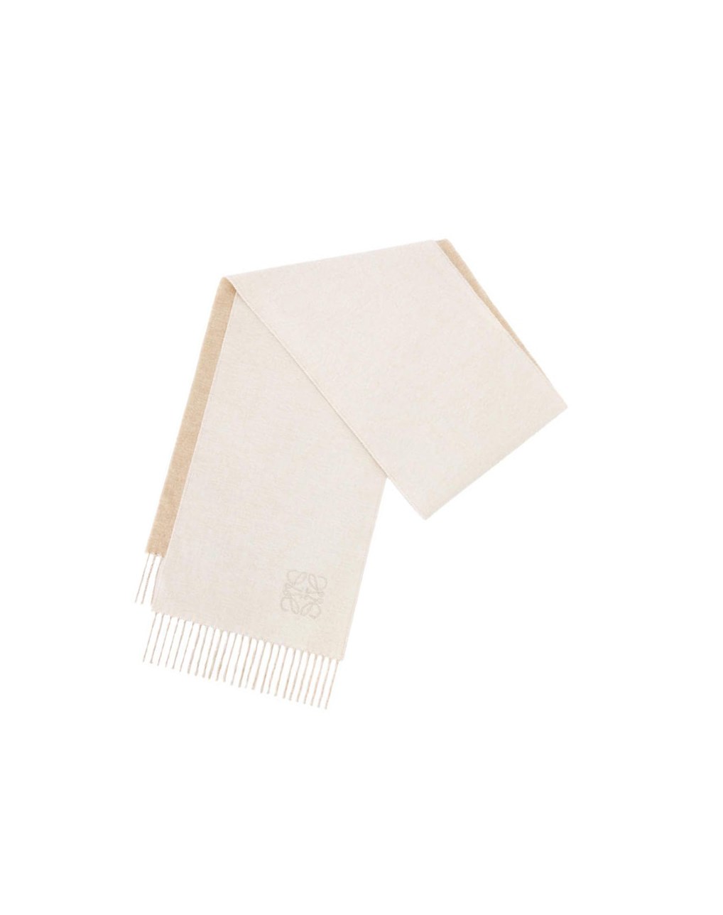 Loewe Bicolour scarf in wool and cashmere Ivory / Sand | EB6892430