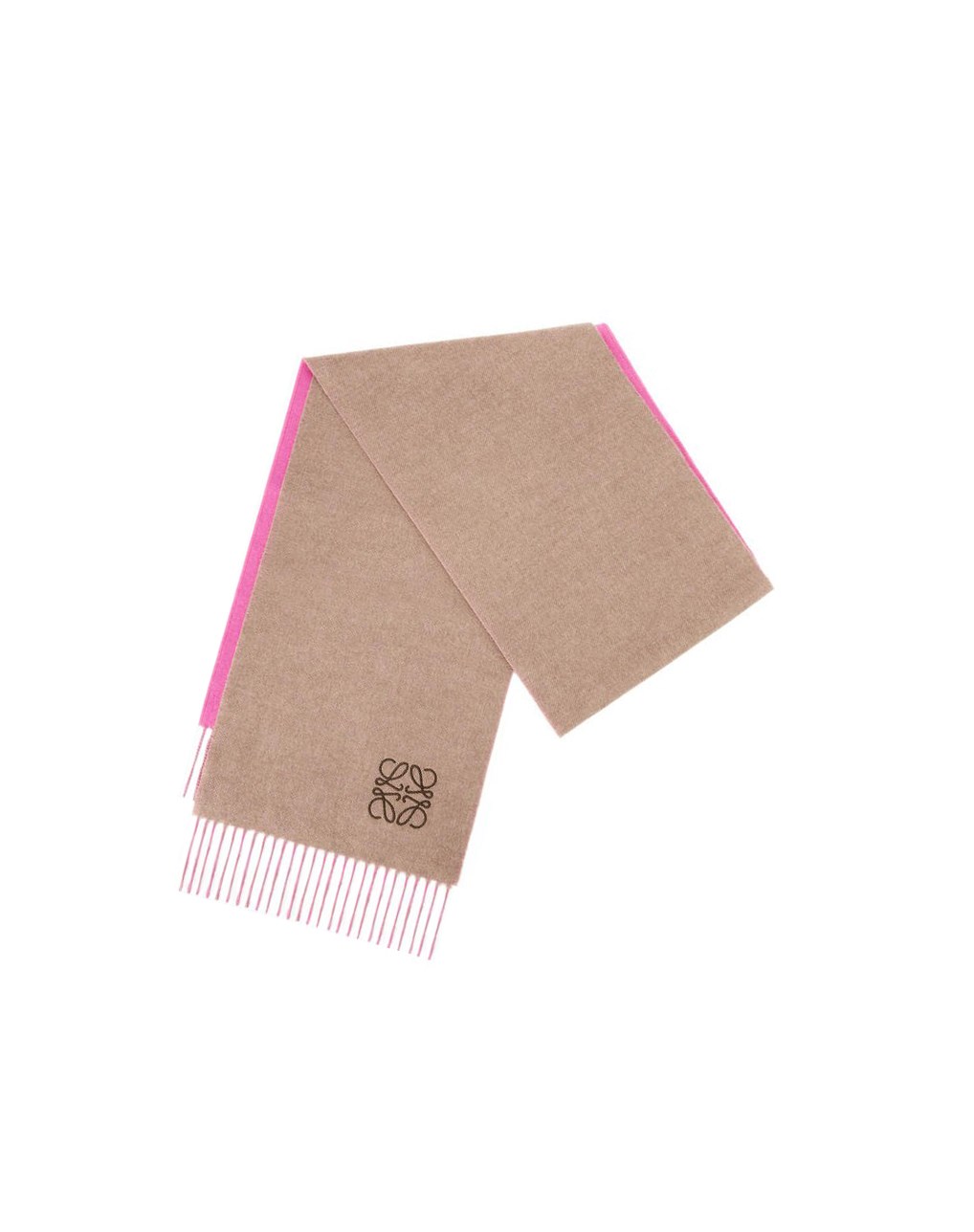 Loewe Bicolour scarf in wool and cashmere Pink / Camel | NW1892563