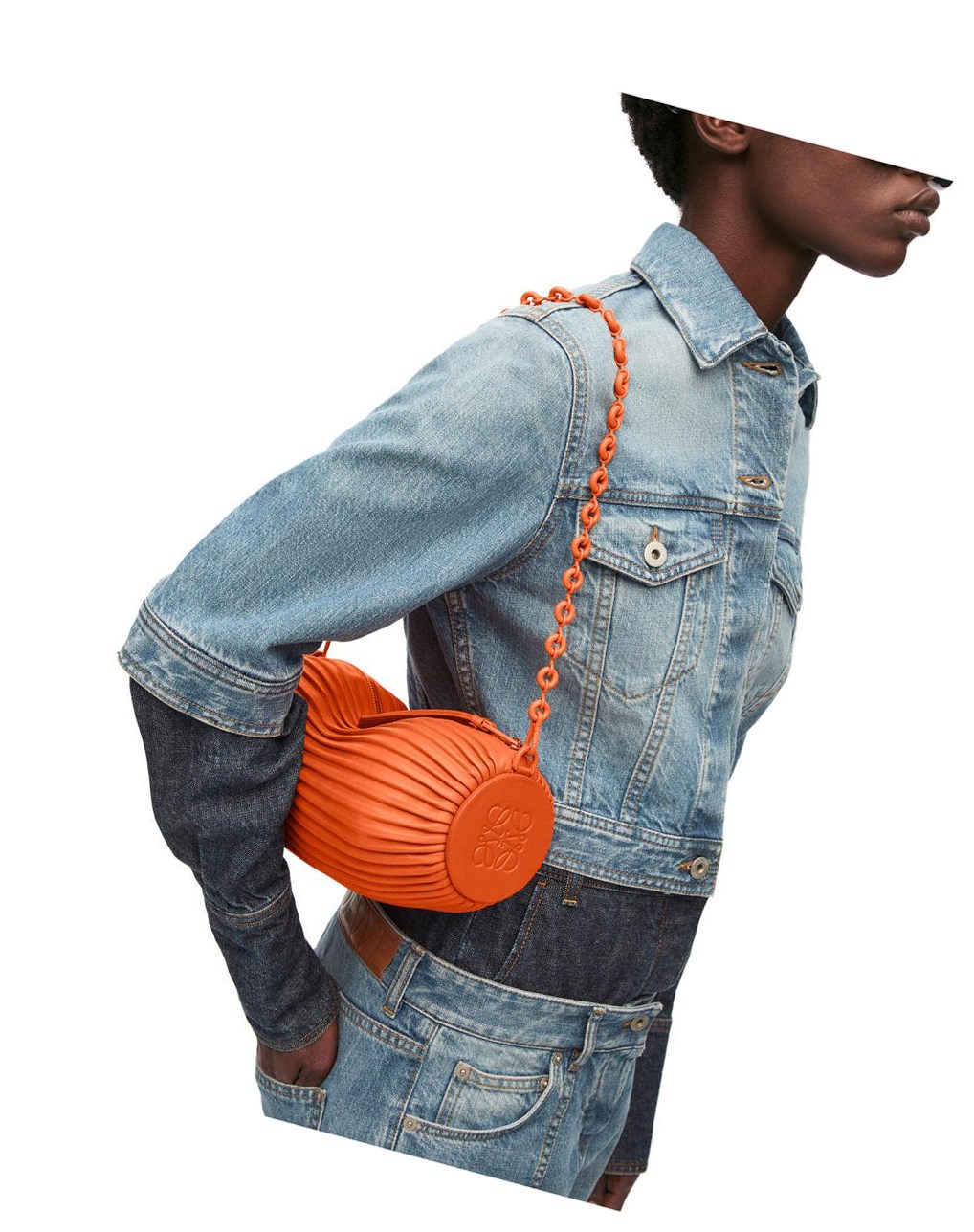 Loewe Bracelet pouch in pleated nappa Orange | NI3527016
