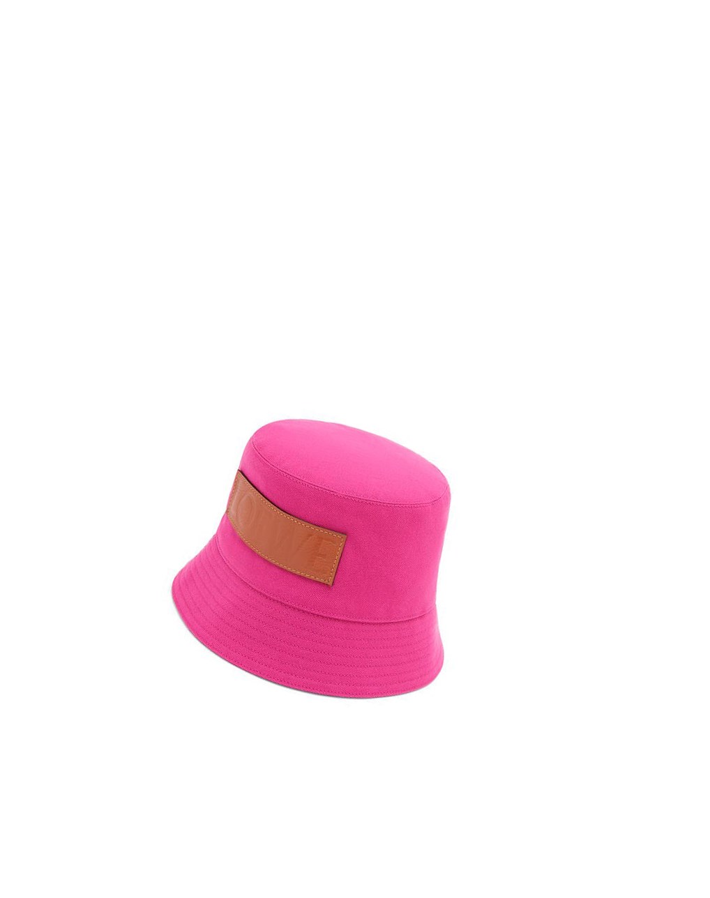 Loewe Bucket hat in canvas and calfskin Magenta / Tan | JE7904581