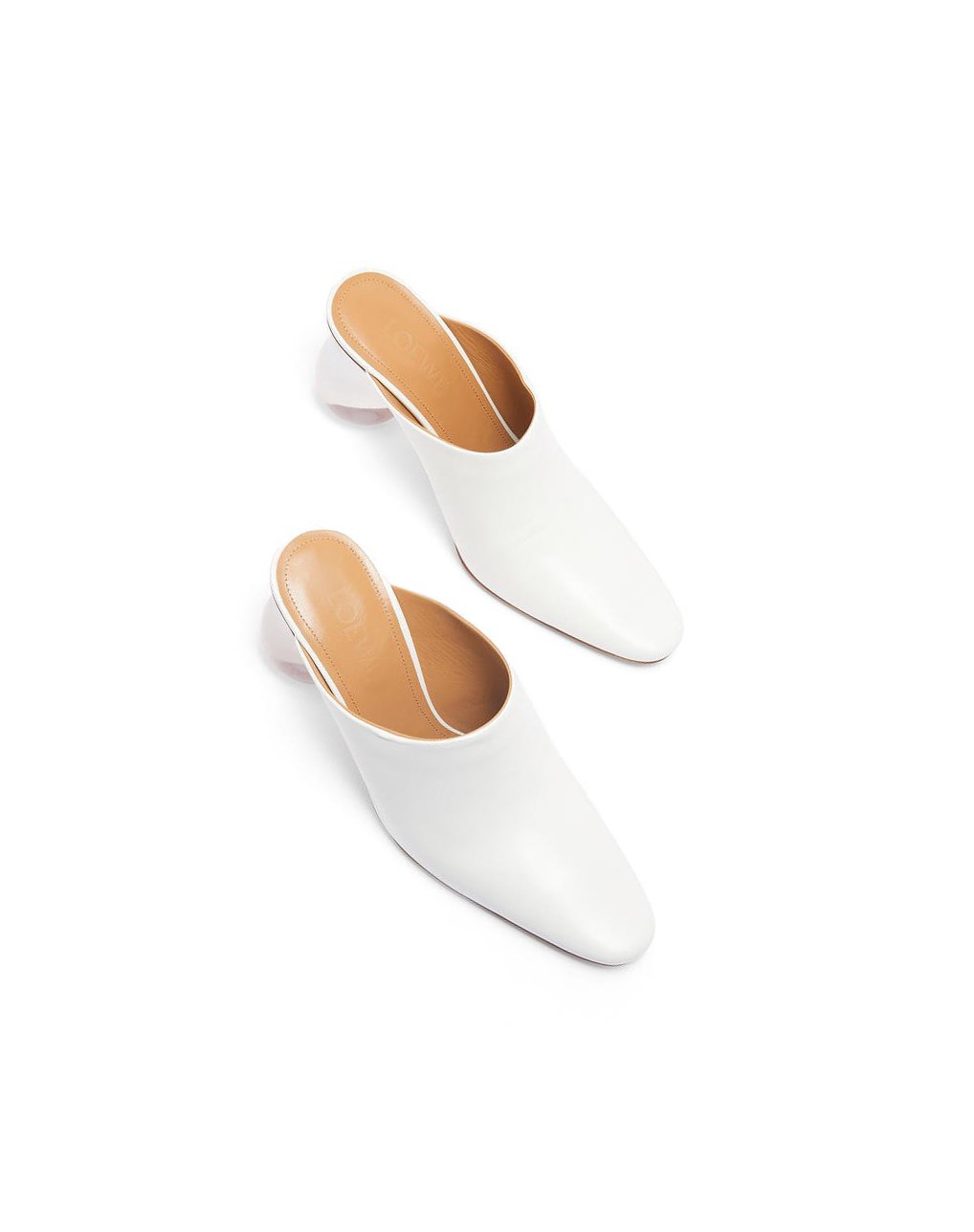 Loewe Drop heel mule in calfskin White | XB8402396