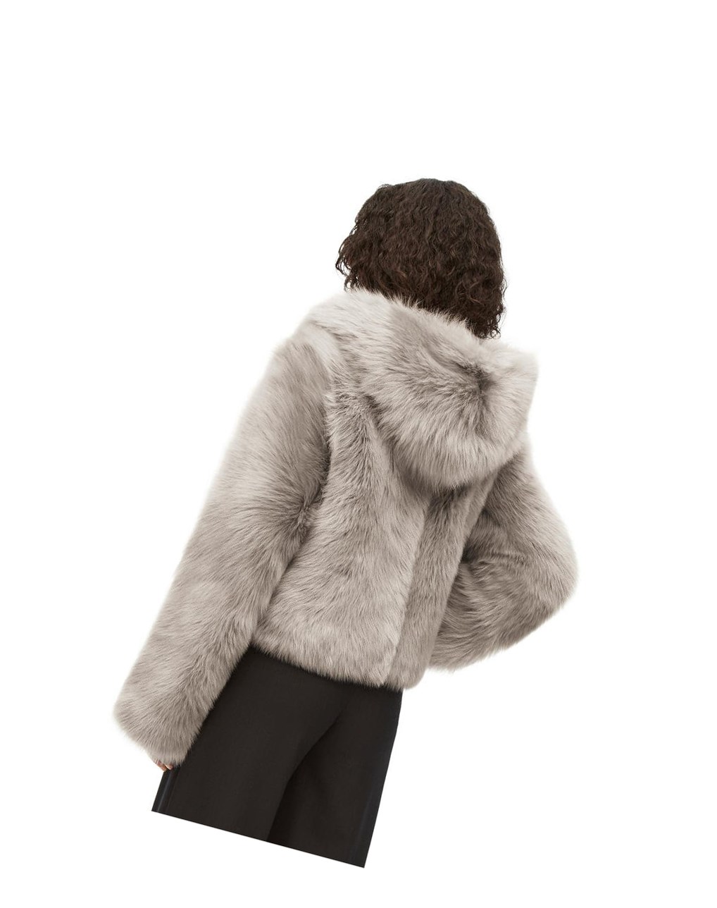 Loewe Hooded jacket in shearling Grey / Taupe | IC8561729