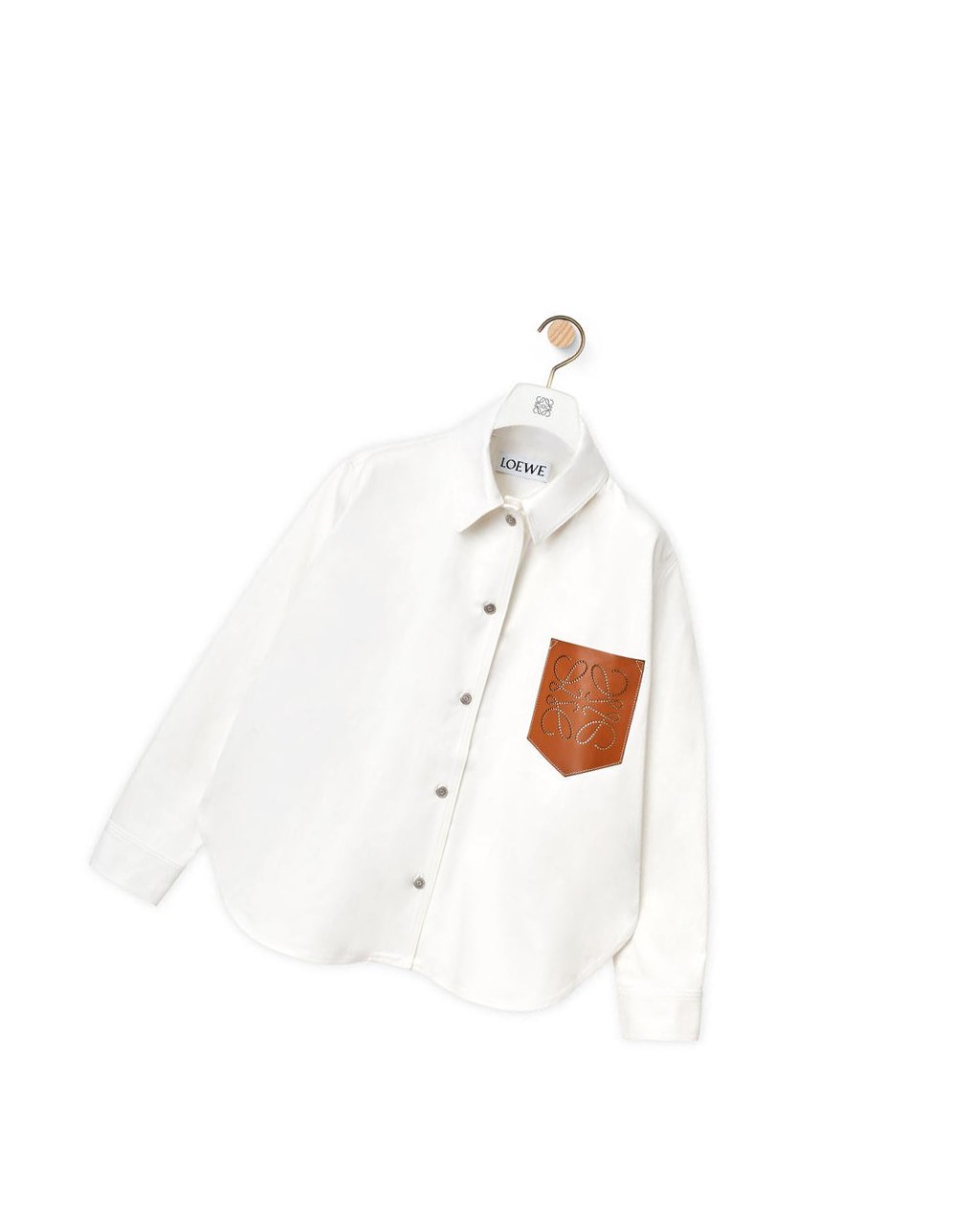 Loewe Leather pocket overshirt in denim Ecru | VU7536284