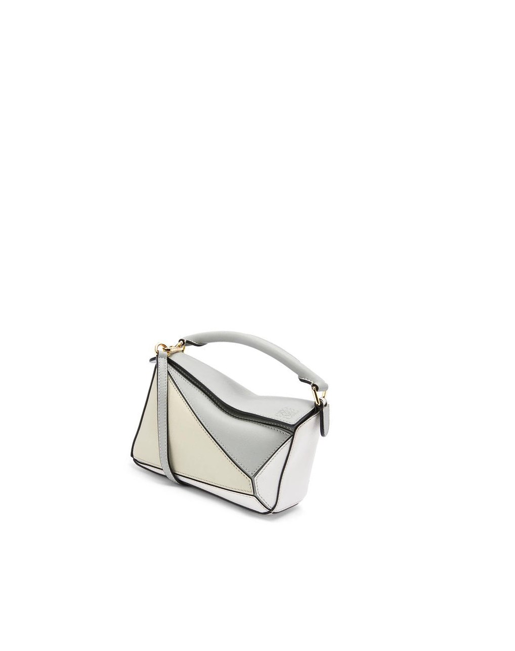 Loewe Mini Puzzle bag in classic calfskin Ash Grey / Marble Green | ES7385219