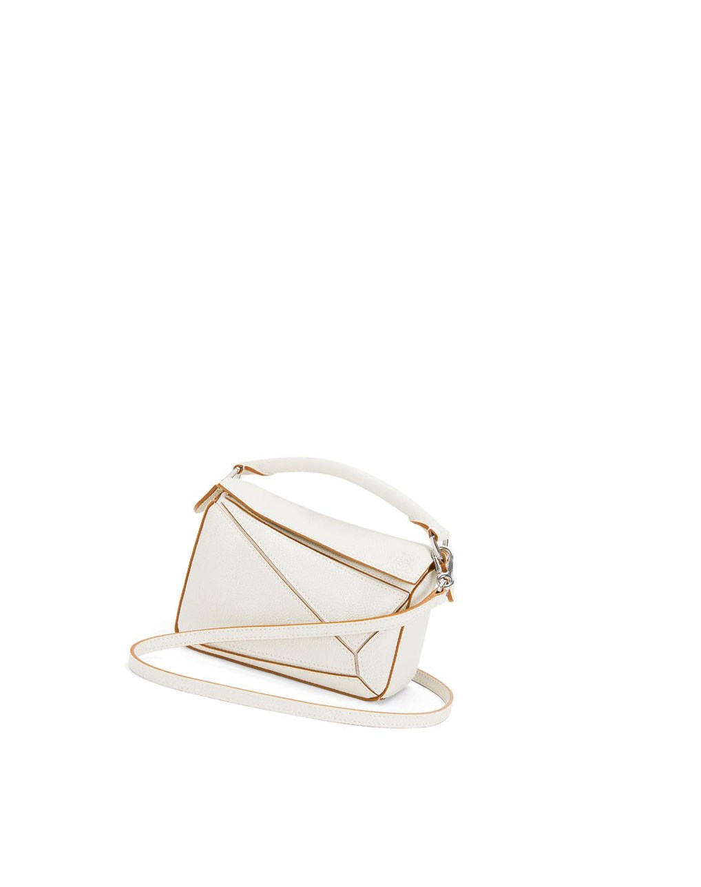 Loewe Mini Puzzle bag in soft grained calfskin Soft White | XG4937082