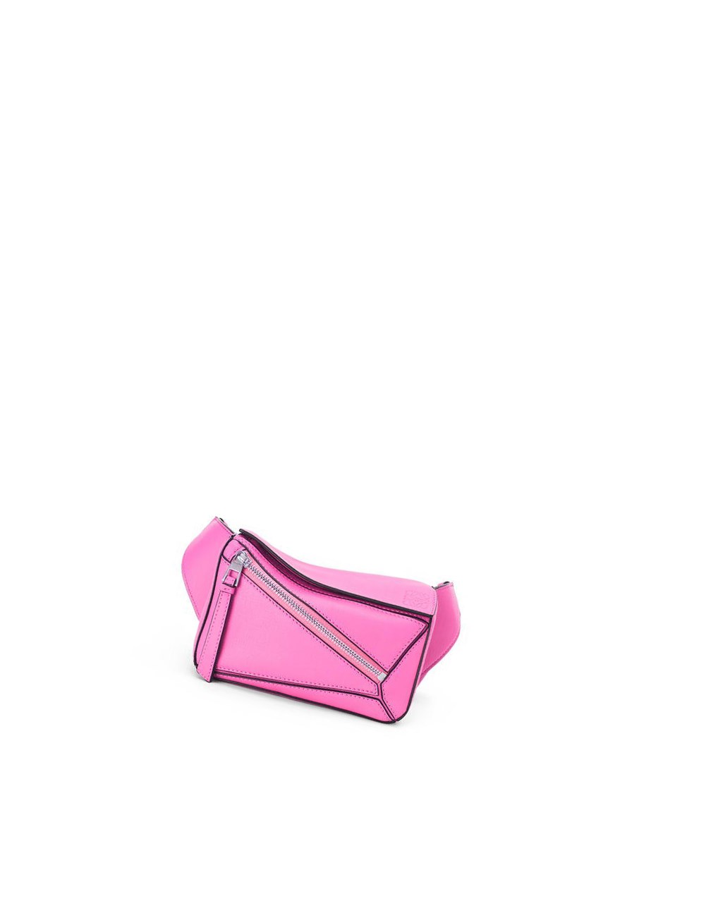 Loewe Mini Puzzle bumbag in classic calfskin Neon Pink | BV0481327