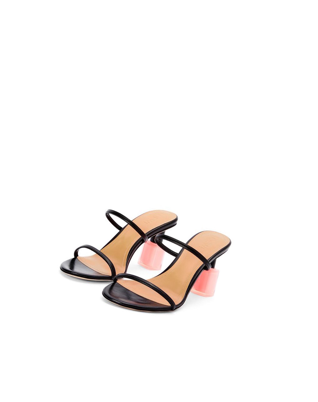 Loewe Nail polish sandal in goatskin Black / Pink | CR7863219
