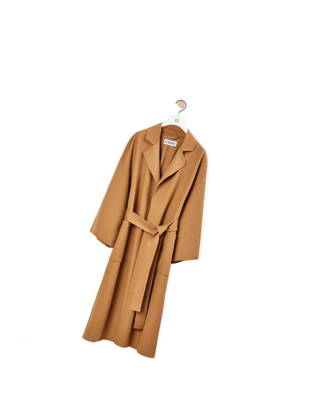 Loewe Oversize belted coat in wool and cashmere Camel | XA3814927