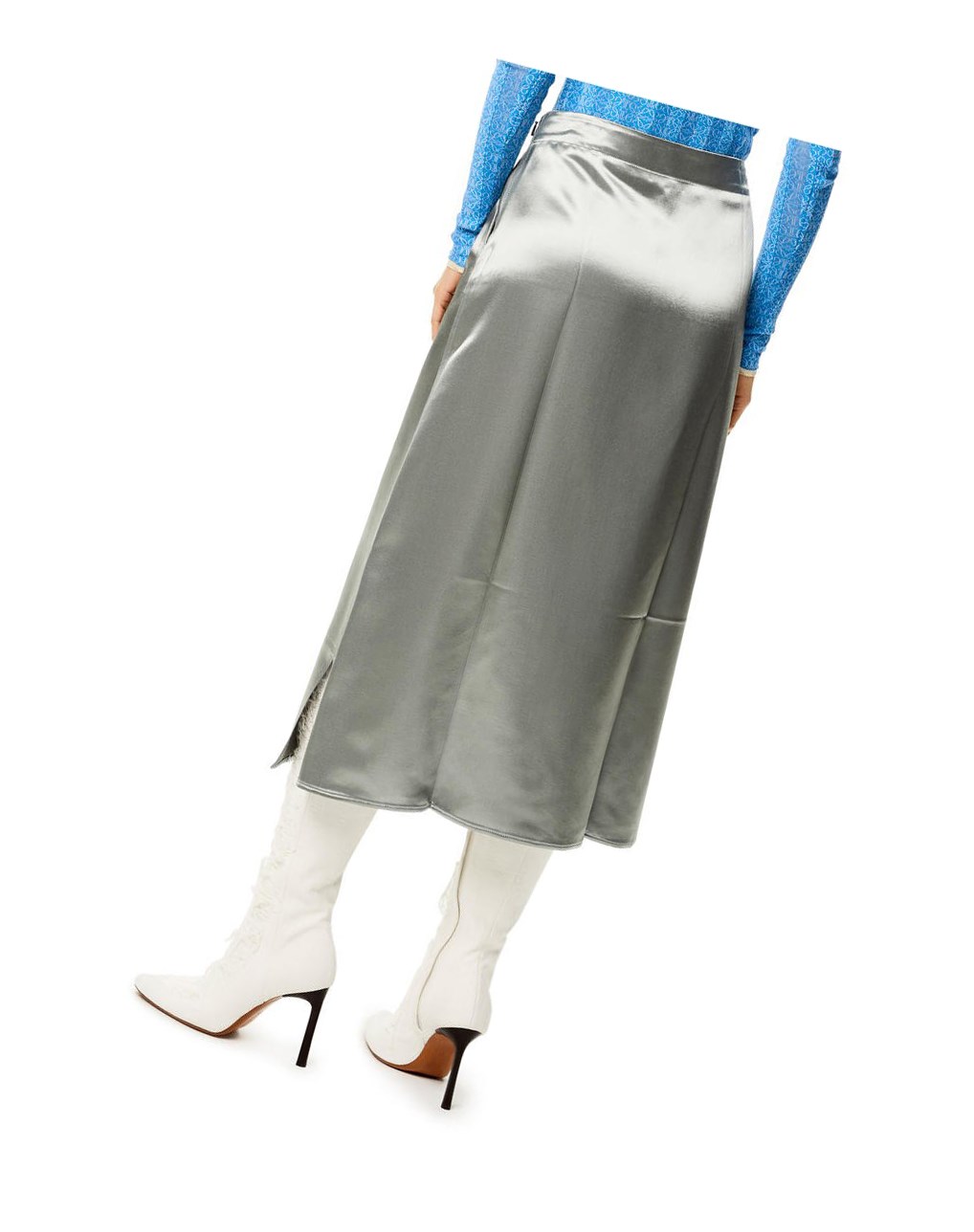 Loewe Slip midi skirt in satin Platinum | QV6310872