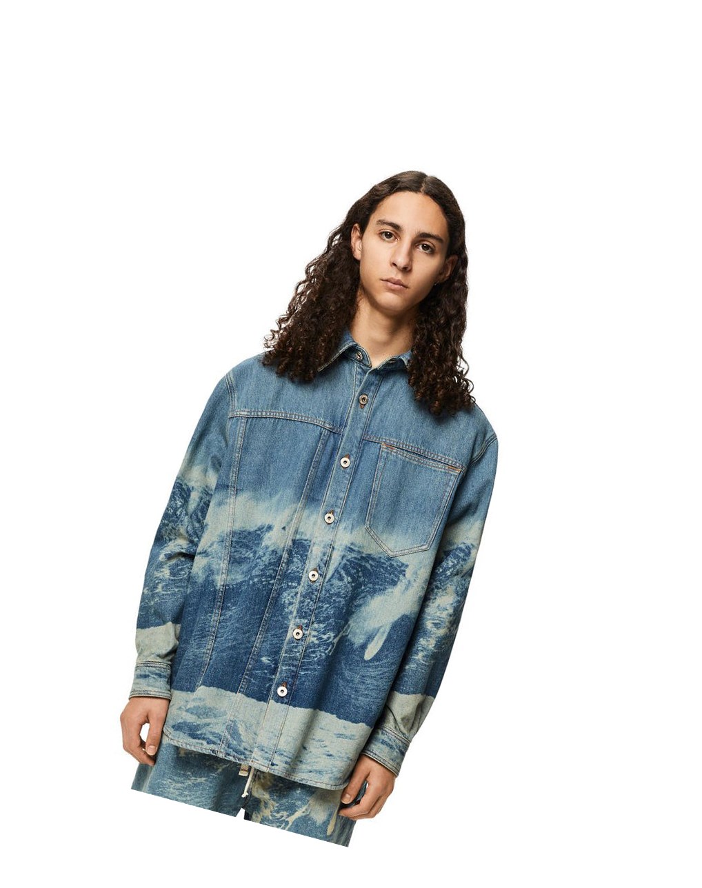 Loewe Surf print overshirt in denim Jeans Blue | SC2390871