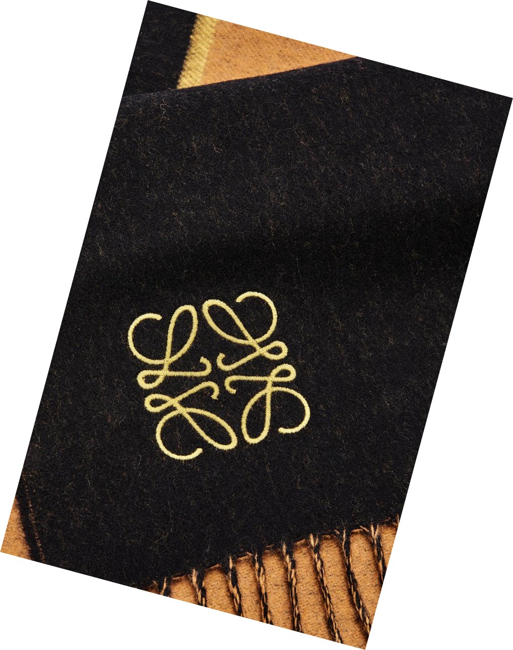 Loewe Window scarf in wool and cashmere Black / Camel | IL3570921