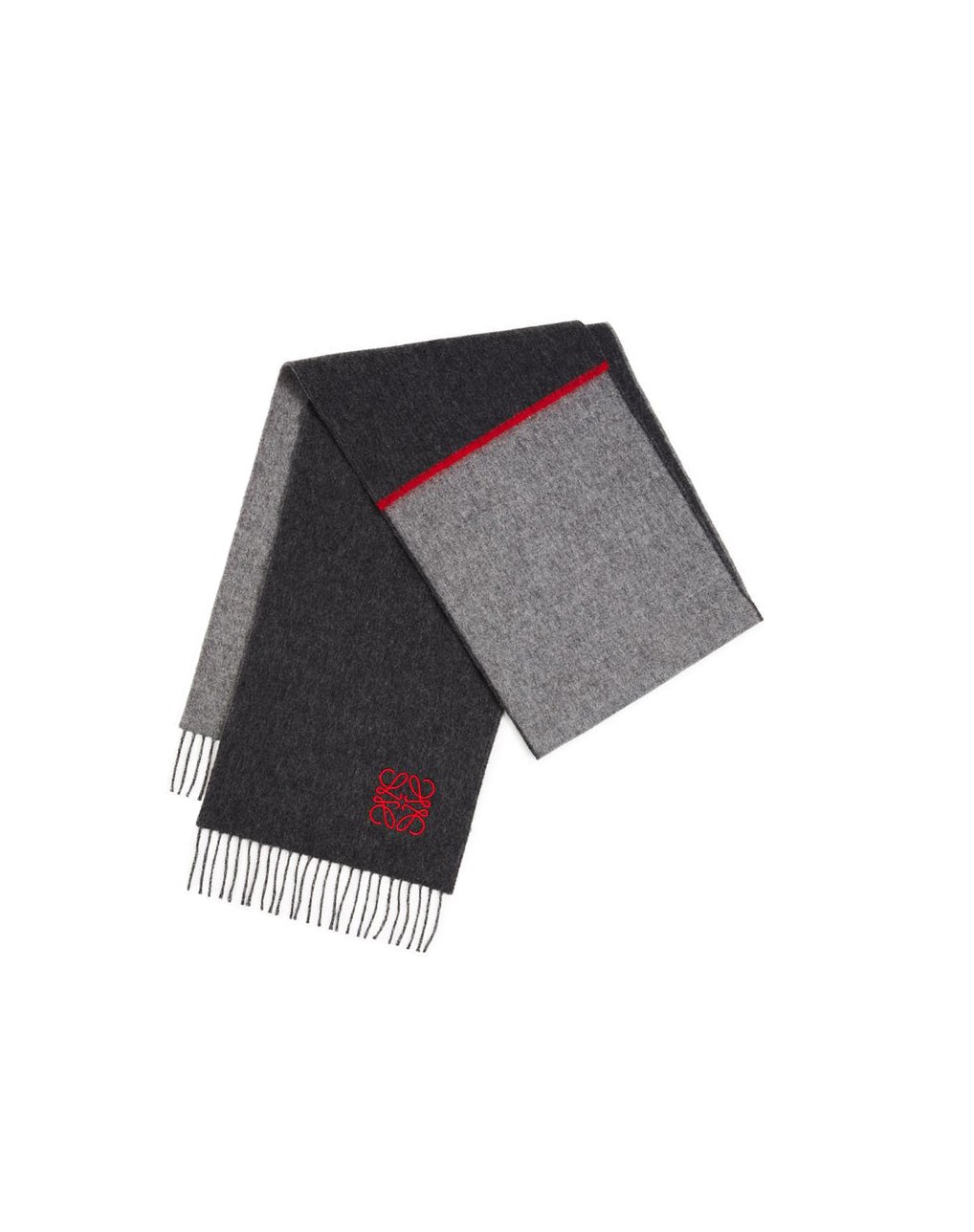 Loewe Window scarf in wool and cashmere Grey / Black | TN0923854