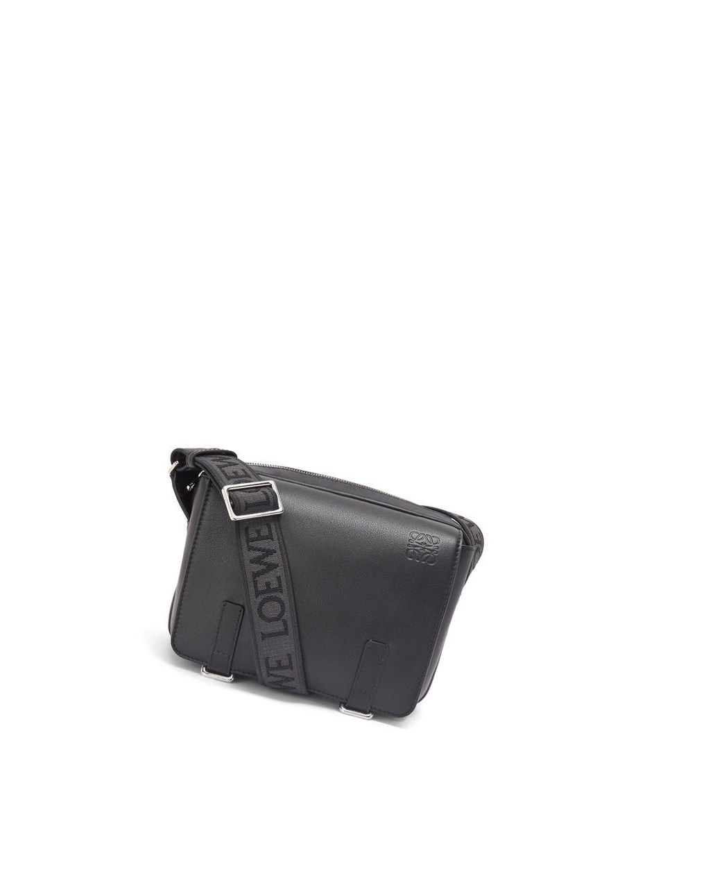 Loewe XS Military messenger bag in supple smooth calfskin and jacquard Black | MZ4315728