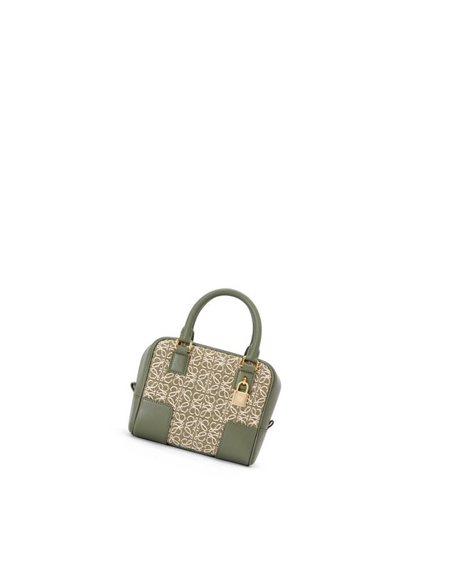 Loewe Amazona 16 Square bag in Anagram jacquard and calfskin Green / Avocado Green | PU7835406