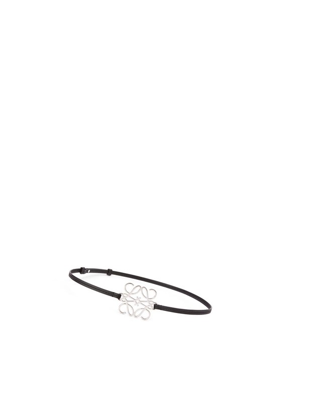 Loewe Anagram belt in classic calfskin Black / Palladium | WL6931287