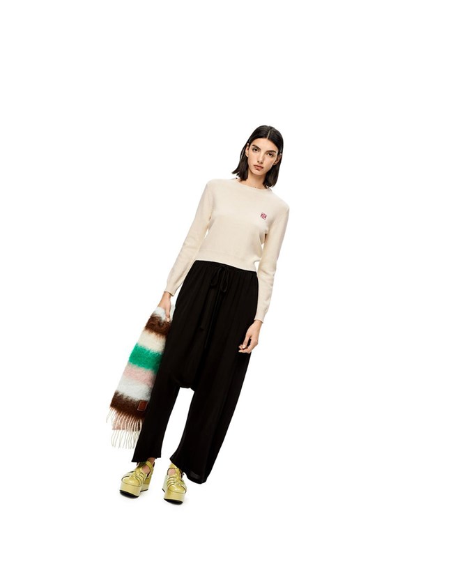 Loewe Anagram cropped sweater in wool Soft White | FL1075692
