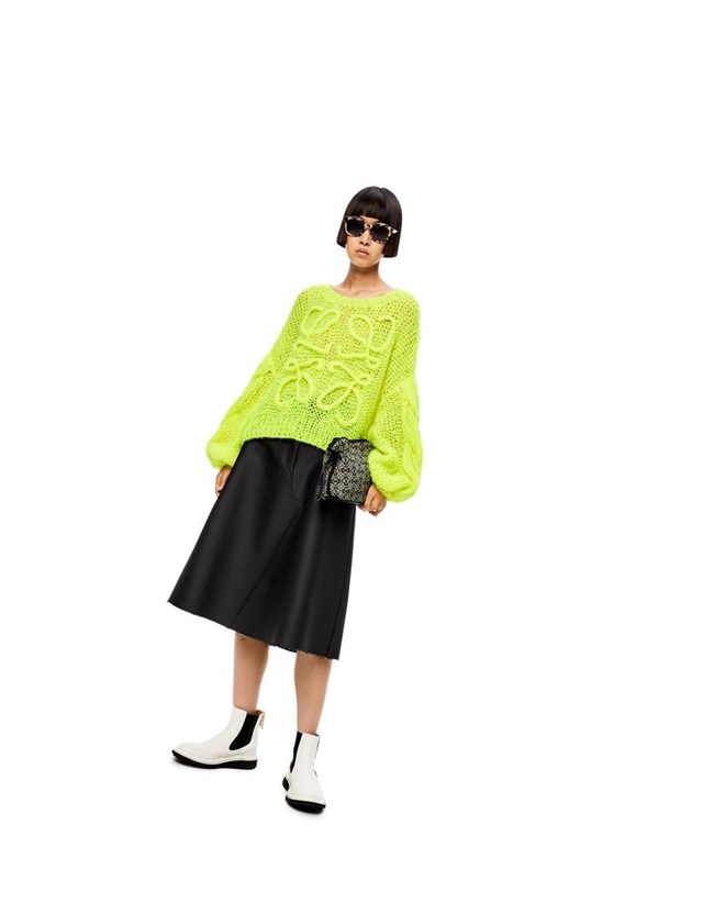 Loewe Anagram sweater in mohair Neon Yellow | WH0956348