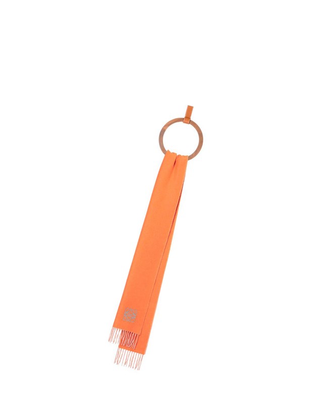 Loewe Bicolour scarf in wool and cashmere Orange / White | ZP3205816