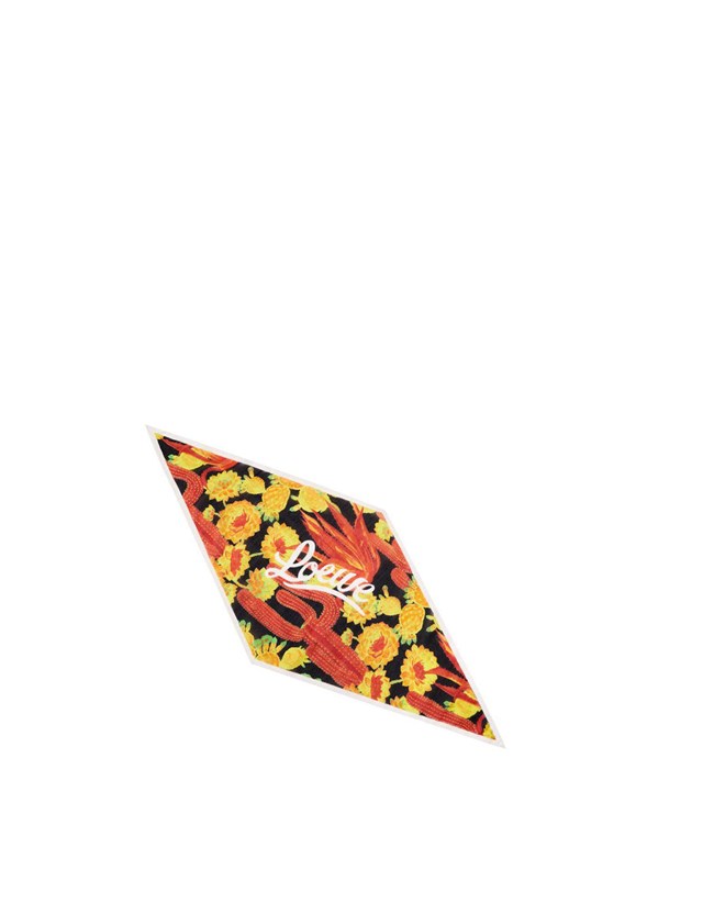 Loewe Cactus lozenge scarf in cotton and silk Red / Multicolour | PV8927415