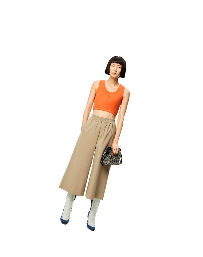 Loewe Cropped trousers in cotton Sandstone | YC9630274