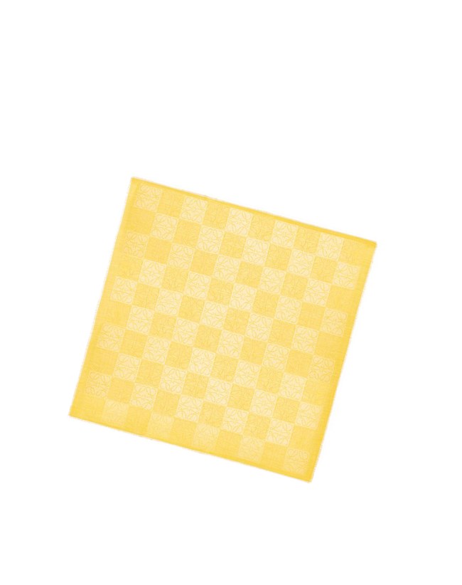 Loewe Damero scarf in wool, silk and cashmere Yellow Corn | QV0937451