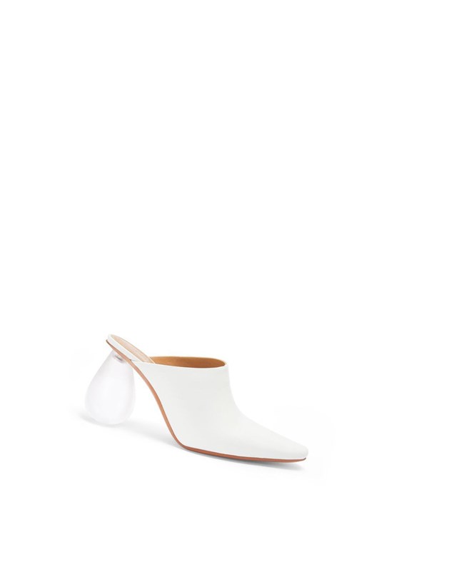 Loewe Drop heel mule in calfskin White | XB8402396