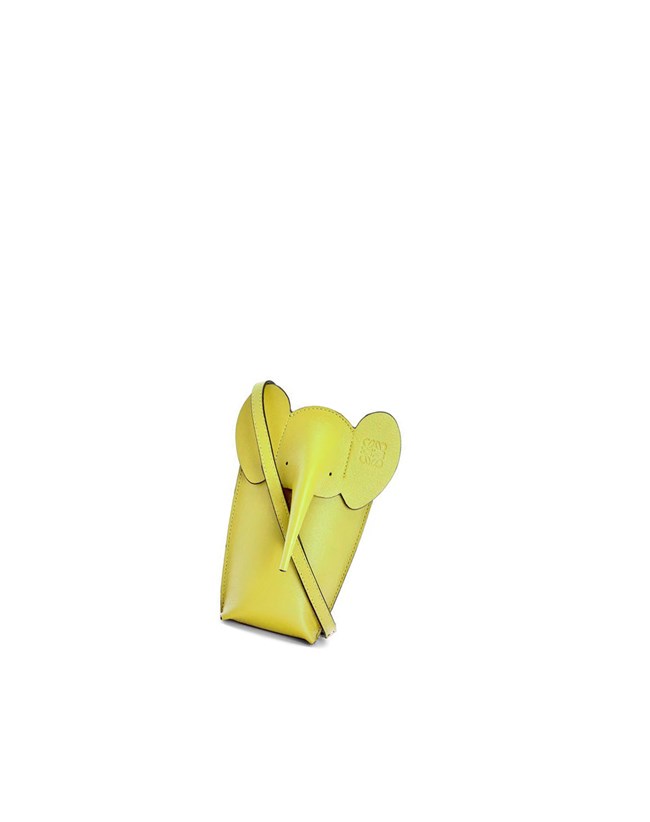 Loewe Elephant Pocket in classic calfskin Lime Yellow | XF3952184