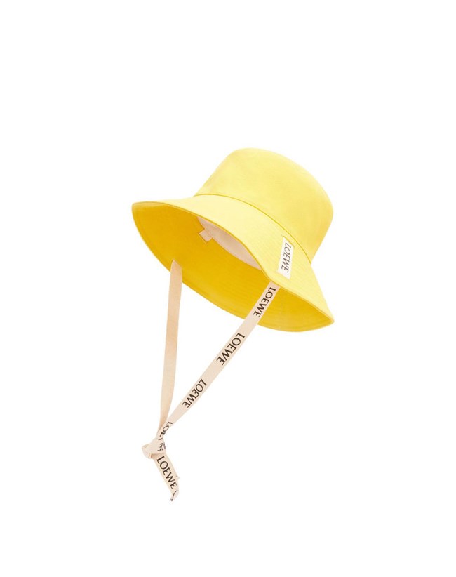 Loewe Fisherman hat in canvas and calfskin Yellow | GO7254398