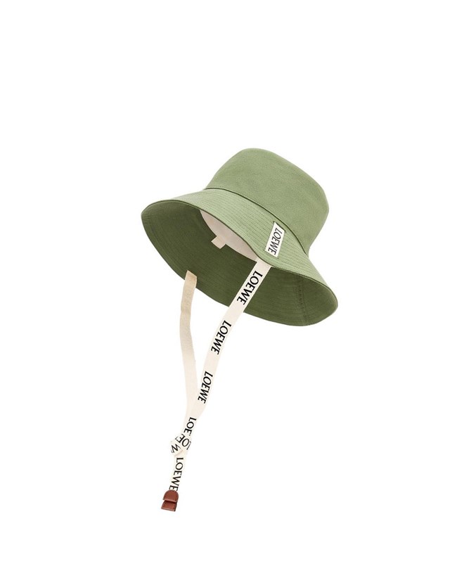 Loewe Fisherman hat in canvas and calfskin Green | QC3197805