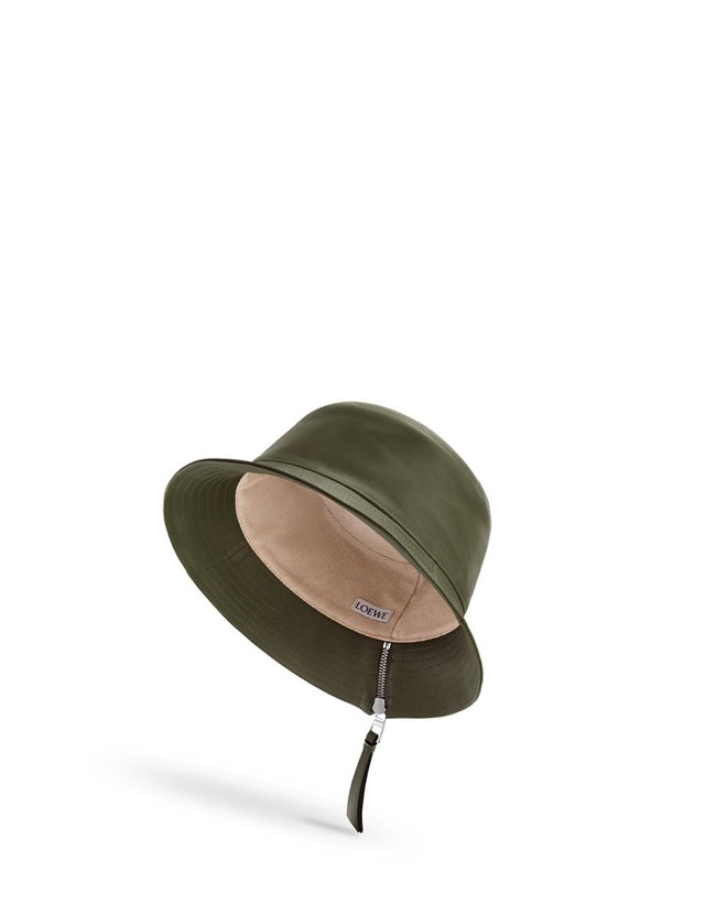 Loewe Fisherman hat in nappa calfskin Khaki Green | XK6473829