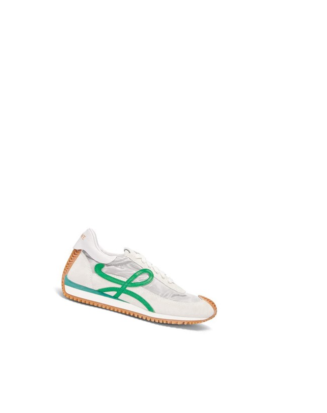 Loewe Flow runner in technical mesh and suede Silver / White / Green | ST2950738