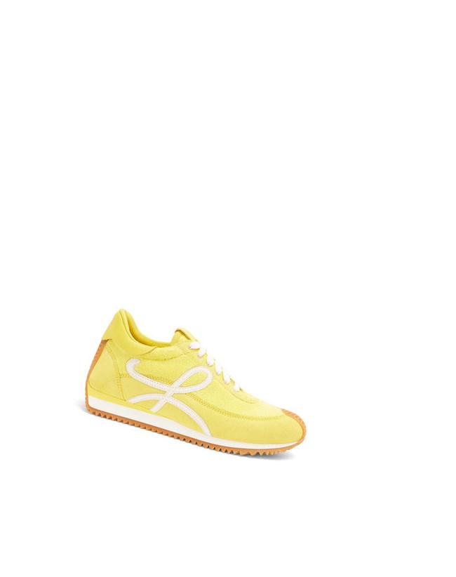 Loewe Flow runner in terry cloth and suede Yellow | QD8271593