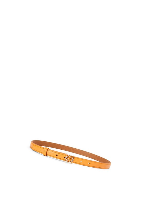 Loewe Goya Anagram belt in smooth calfskin Mandarin / Gold | NR9613278