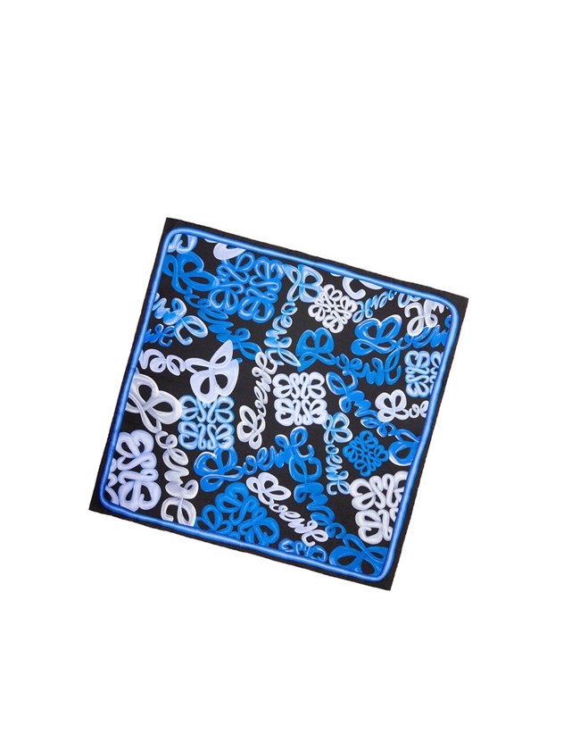 Loewe LOEWE Anagram scarf in silk Blue / Multicolor | XO9243576