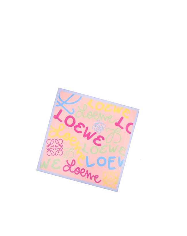 Loewe LOEWE scarf in cotton and silk Pink / Multicolor | AQ2907346