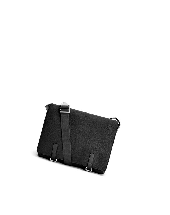 Loewe Military Messenger Bag in soft grained calfskin Black | HJ9401832