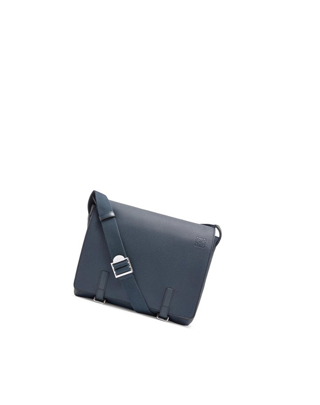 Loewe Military Messenger Bag in soft grained calfskin Ocean | XD6704351