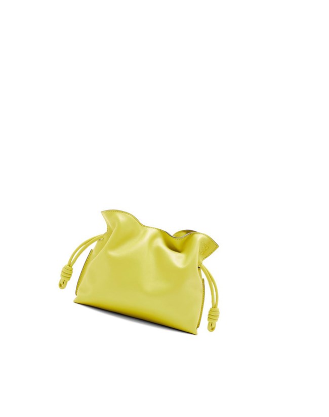 Loewe Mini Flamenco clutch in nappa calfskin Lime Yellow | DN8125607