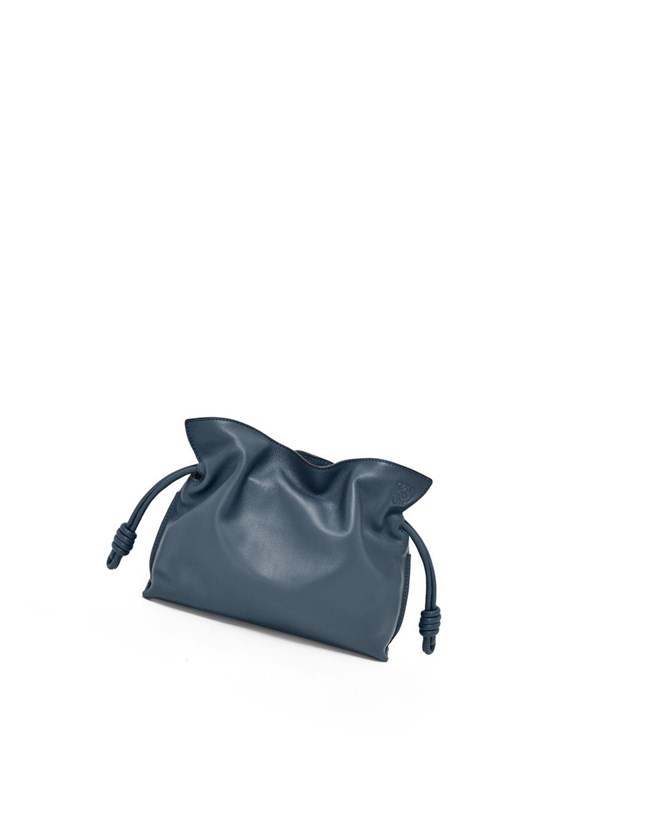 Loewe Mini Flamenco clutch in nappa calfskin Onyx Blue | QO9321587