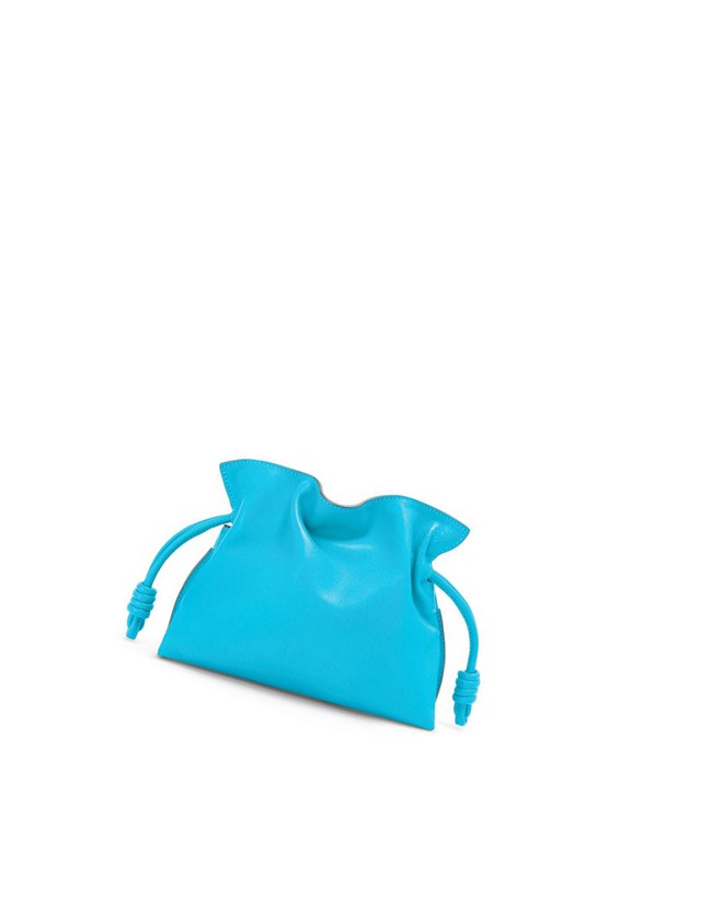 Loewe Mini Flamenco clutch in nappa calfskin Cyan | TY2475689