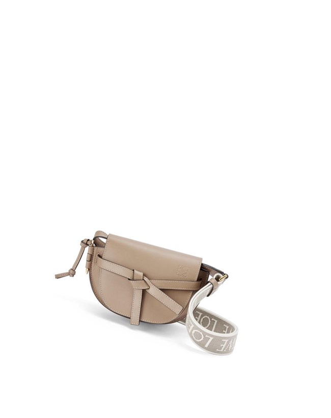 Loewe Mini Gate Dual bag in soft calfskin and jacquard Sand | FC7914508